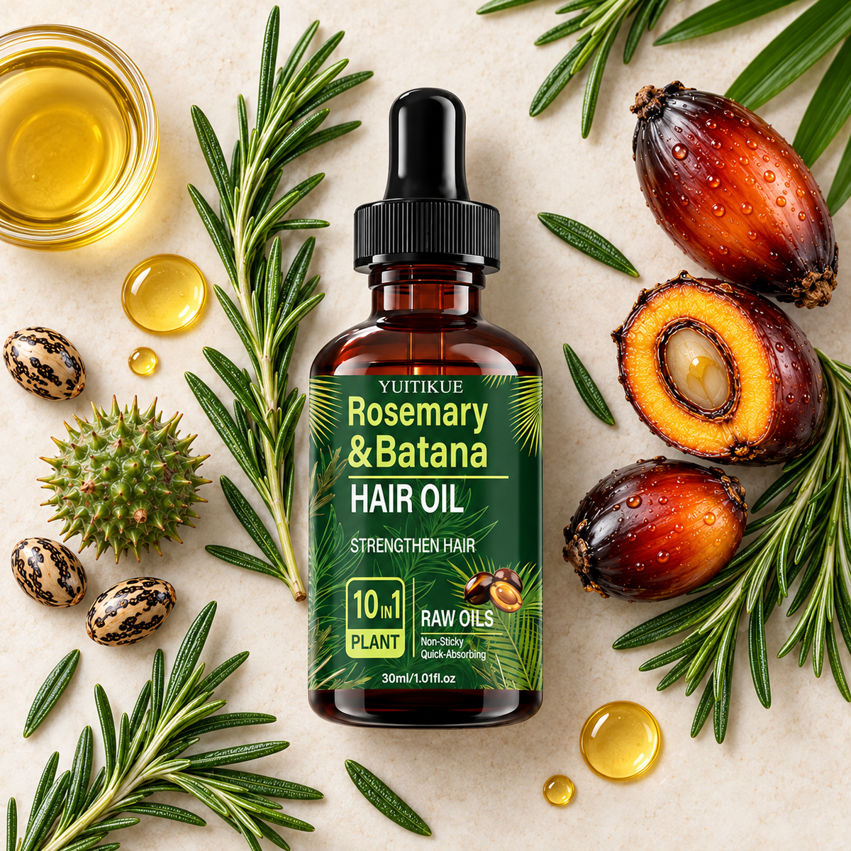 Elixir Capilar Natural - Mezcla de Aceites para Fortalecer, Nutrir y Revitalizar el Cabello