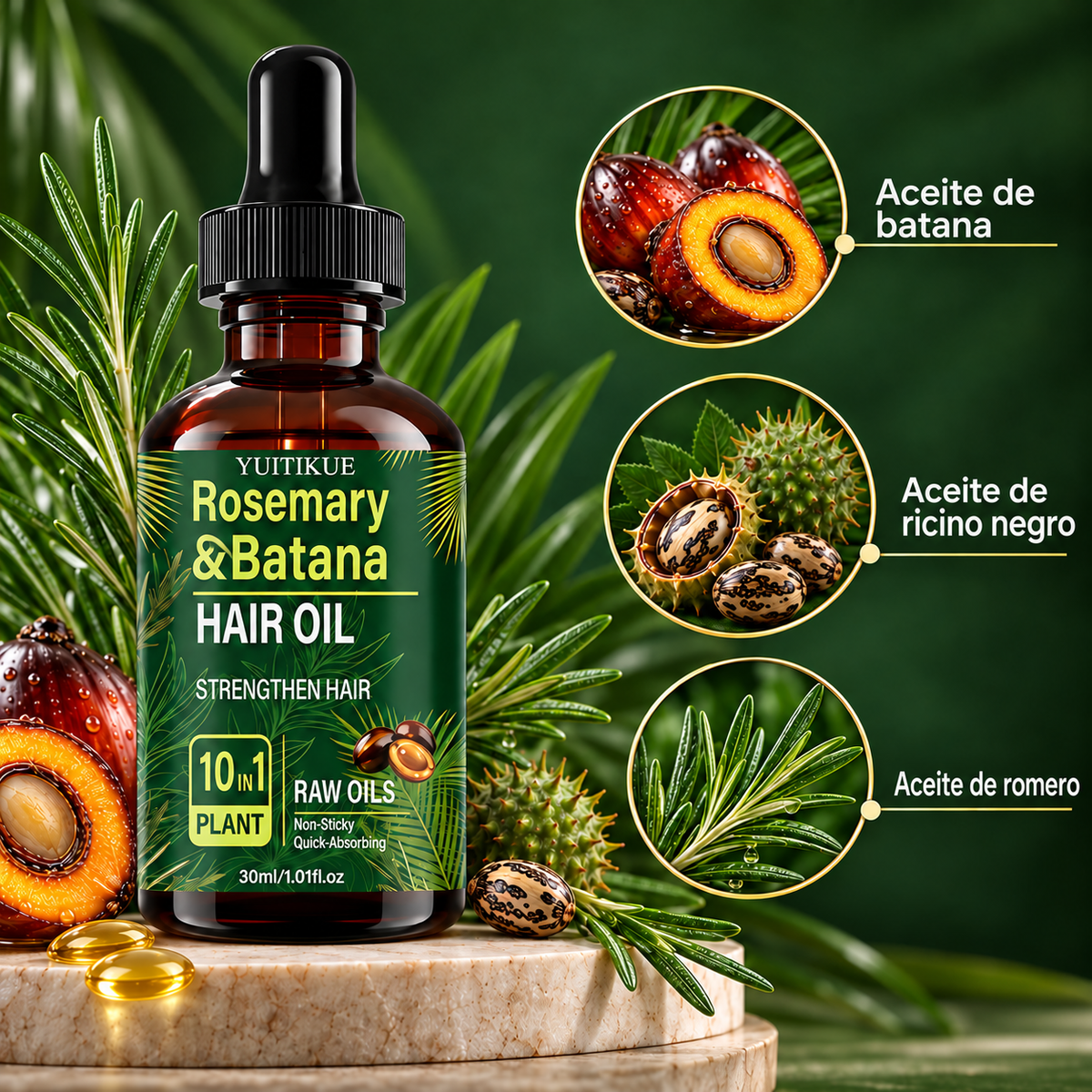 Elixir Capilar Natural - Mezcla de Aceites para Fortalecer, Nutrir y Revitalizar el Cabello