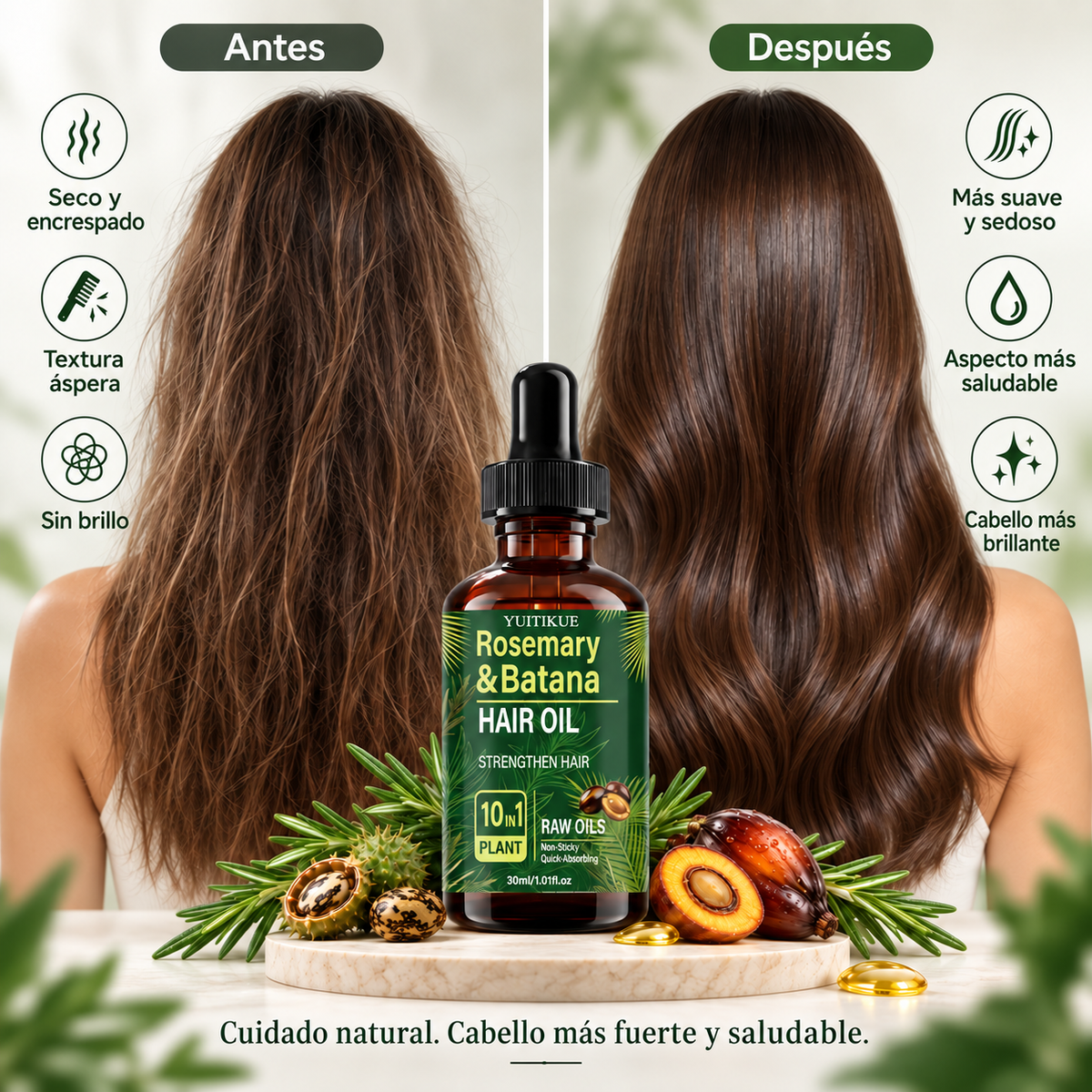 Elixir Capilar Natural - Mezcla de Aceites para Fortalecer, Nutrir y Revitalizar el Cabello