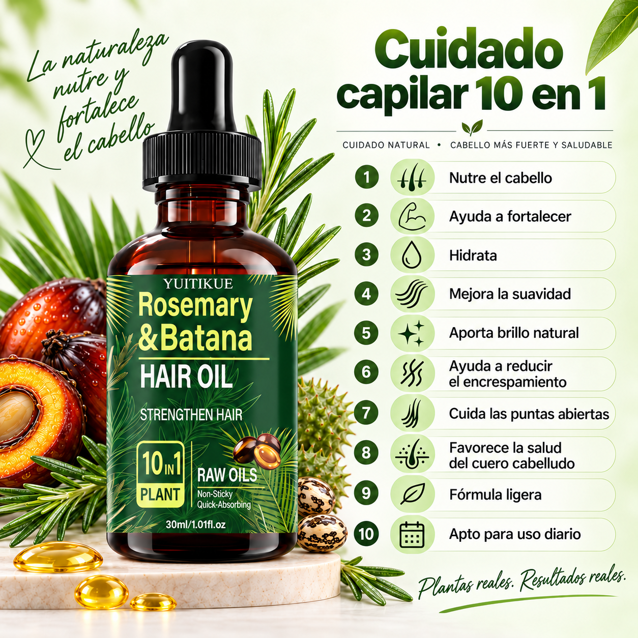 Elixir Capilar Natural - Mezcla de Aceites para Fortalecer, Nutrir y Revitalizar el Cabello